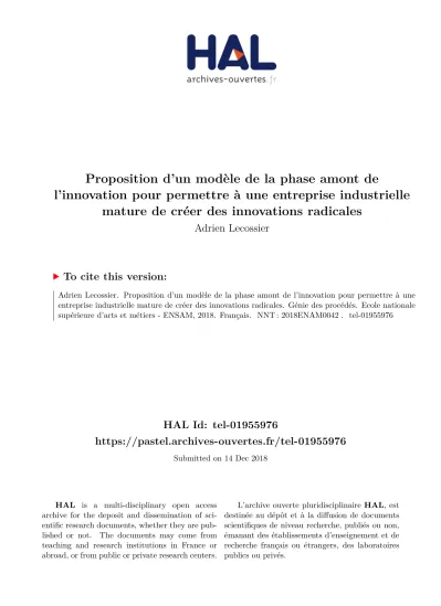 Top PDF Phases Amont Du Processus D Innovation Proposition D Une