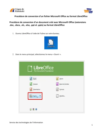 Proc Dure De Conversion D Un Fichier Microsoft Office Au Format Libreoffice Proc Dure De