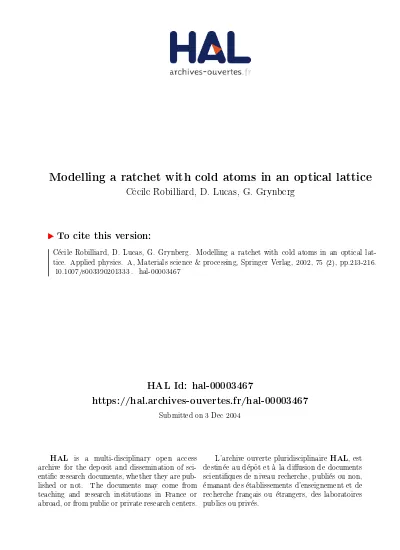 Modelling A Ratchet With Cold Atoms In An Optical Lattice