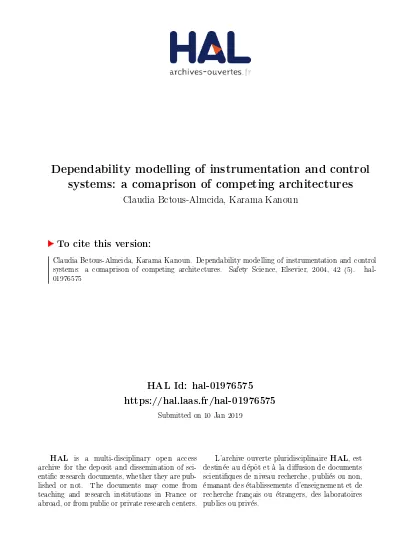 Dependability Modelling Of Instrumentation And Control Systems A Comaprison Of Competing Architectures
