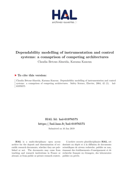 Dependability Modelling Of Instrumentation And Control Systems A Comaprison Of Competing Architectures