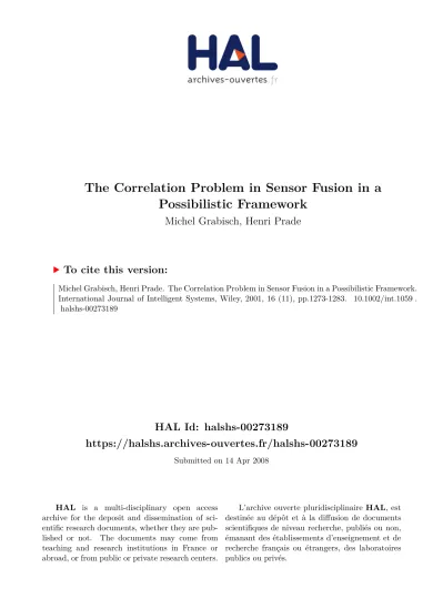 The Correlation Problem In Sensor Fusion In A Possibilistic Framework