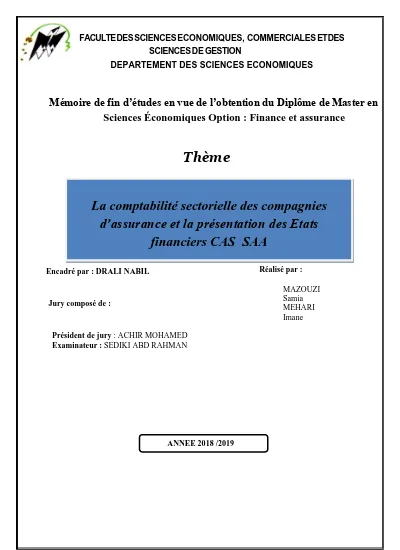 La Comptabilite Sectorielle Des Compagnies D Assurance Et La Presentation Des Etats Financiers Cas Saa