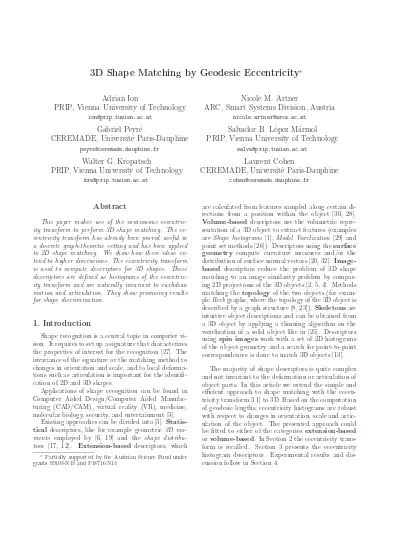 3d Shape Matching By Geodesic Eccentricity