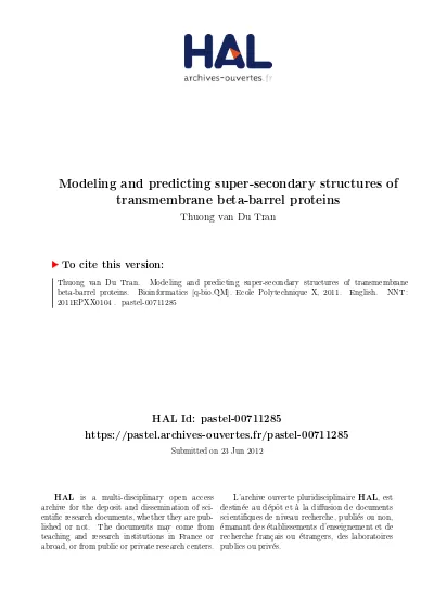 Modeling And Predicting Super Secondary Structures Of Transmembrane Beta Barrel Proteins