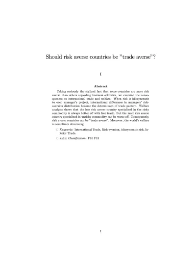 Should Risk Averse Countries Be Trade Averse