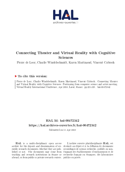 Connecting Theater And Virtual Reality With Cognitive Sciences