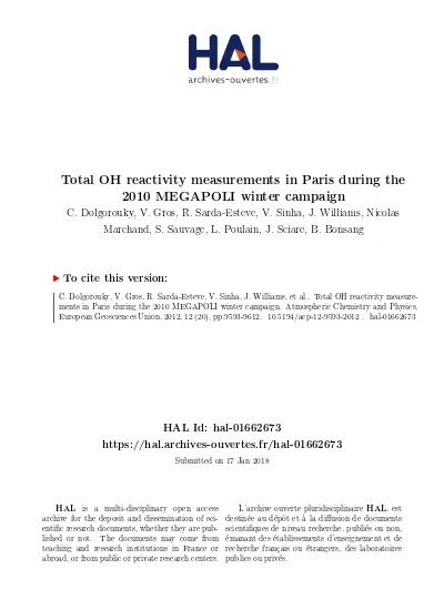 Summertime Oh Reactivity From A Receptor Coastal Site In The Mediterranean Basin