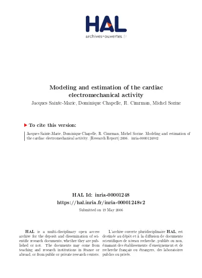 Modeling And Estimation Of The Cardiac Electromechanical Activity