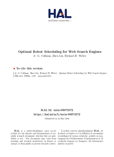 Optimal Robot Scheduling For Web Search Engines