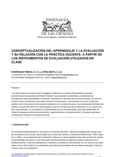 CONCEPTUALIZACIÓN DEL APRENDIZAJE Y LA EVALUACIÓN Y SU RELACIÓN CON LA ...